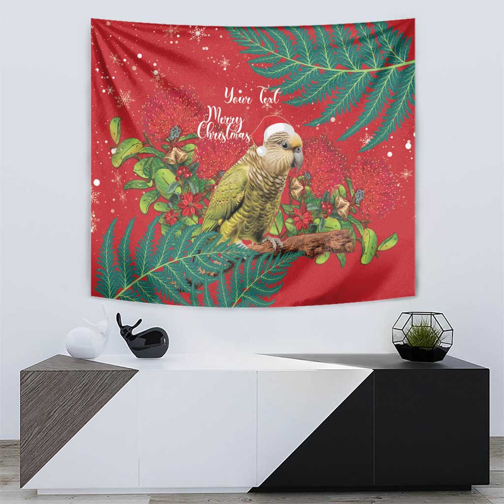 Personalised New Zealand Kakapo Christmas Tapestry Meri Kirihimete Silver Fern Mix Pohutukawa - Vibe Hoodie Shop