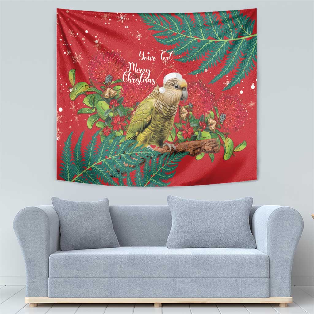 Personalised New Zealand Kakapo Christmas Tapestry Meri Kirihimete Silver Fern Mix Pohutukawa - Vibe Hoodie Shop