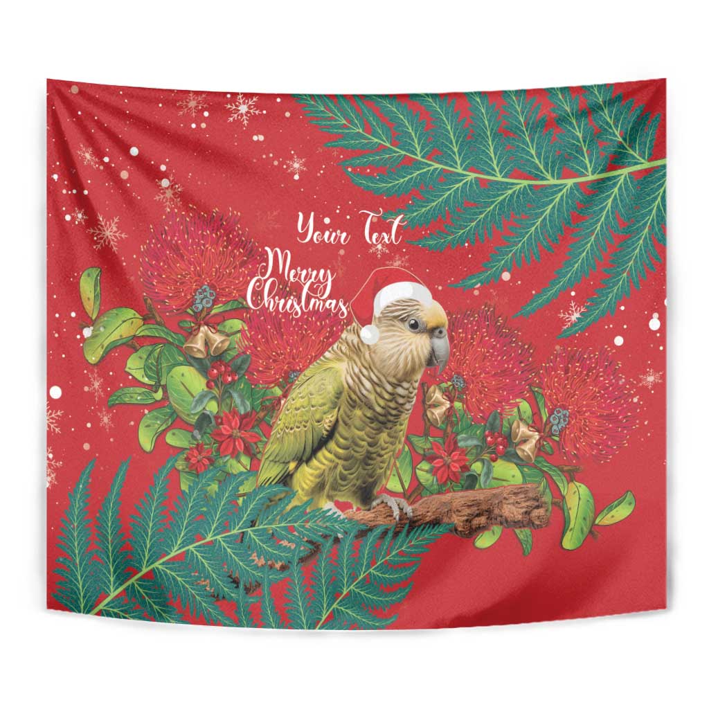 Personalised New Zealand Kakapo Christmas Tapestry Meri Kirihimete Silver Fern Mix Pohutukawa - Vibe Hoodie Shop