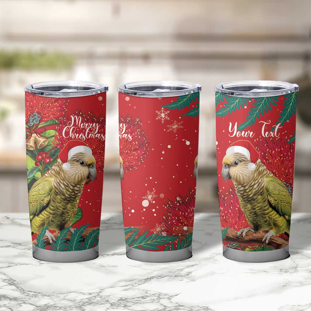 Personalised New Zealand Kakapo Christmas Tumbler Cup Meri Kirihimete Silver Fern Mix Pohutukawa