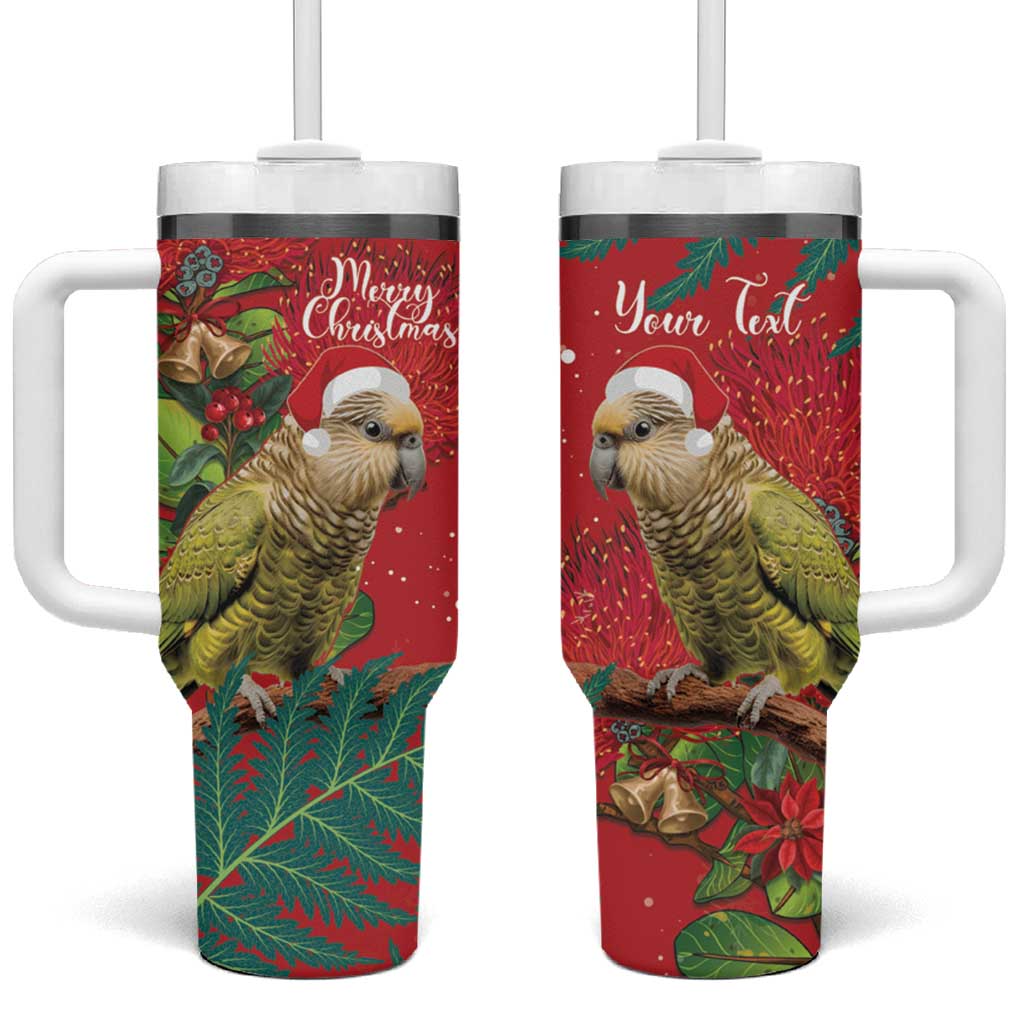 Personalised New Zealand Kakapo Christmas Tumbler With Handle Meri Kirihimete Silver Fern Mix Pohutukawa