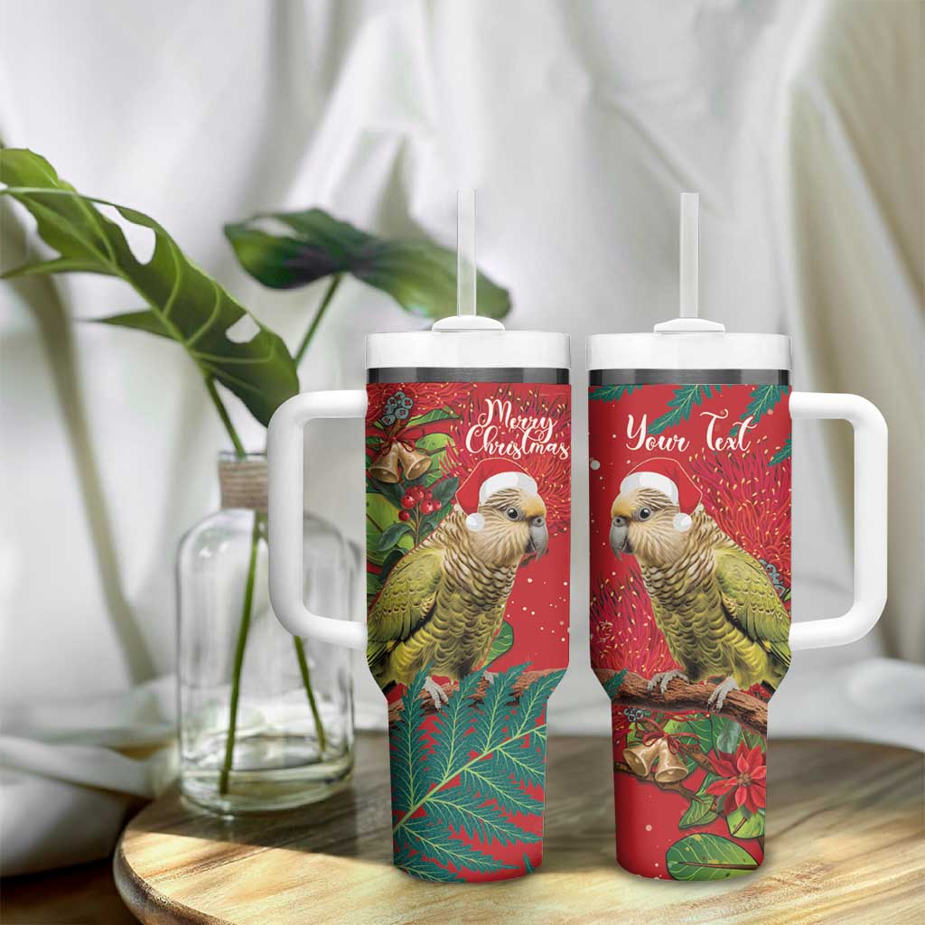 Personalised New Zealand Kakapo Christmas Tumbler With Handle Meri Kirihimete Silver Fern Mix Pohutukawa