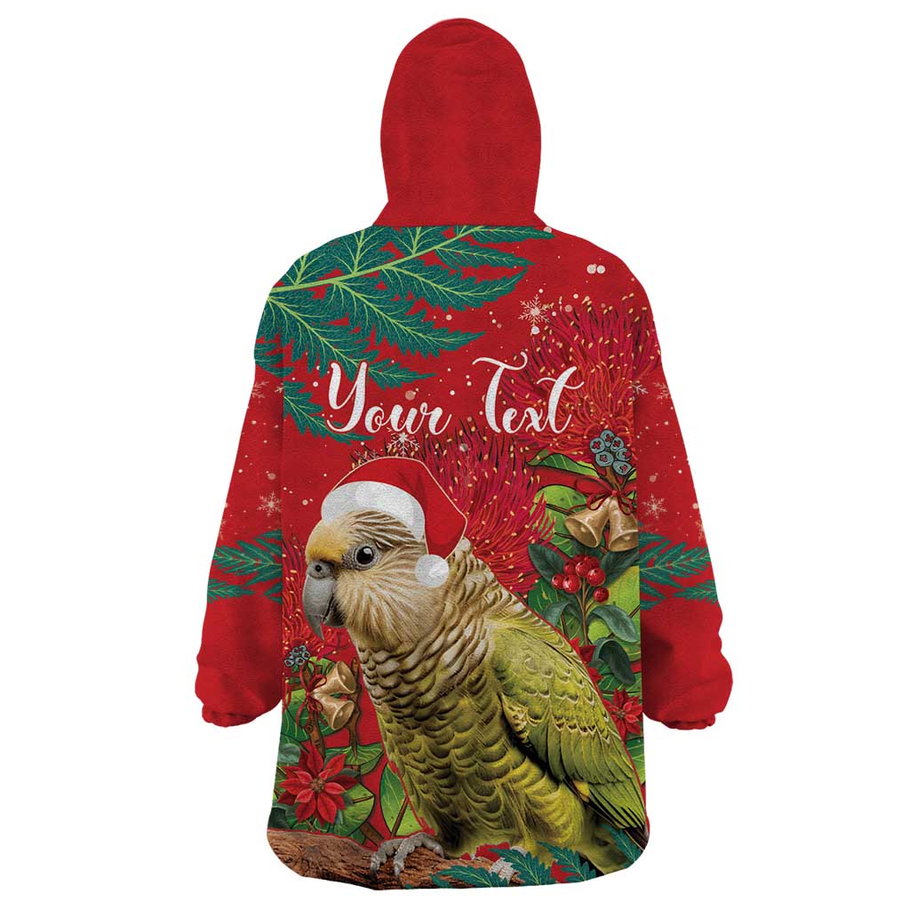 Personalised New Zealand Kakapo Christmas Wearable Blanket Hoodie Meri Kirihimete Silver Fern Mix Pohutukawa - Vibe Hoodie Shop