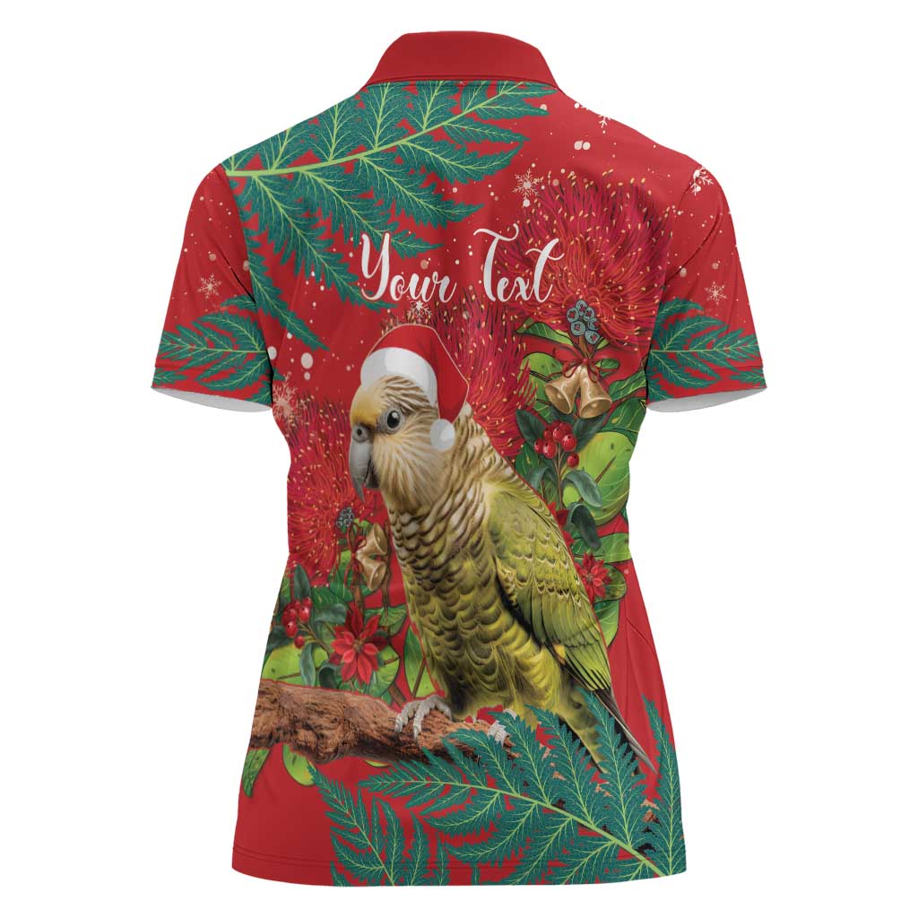 Personalised New Zealand Kakapo Christmas Women Polo Shirt Meri Kirihimete Silver Fern Mix Pohutukawa - Vibe Hoodie Shop