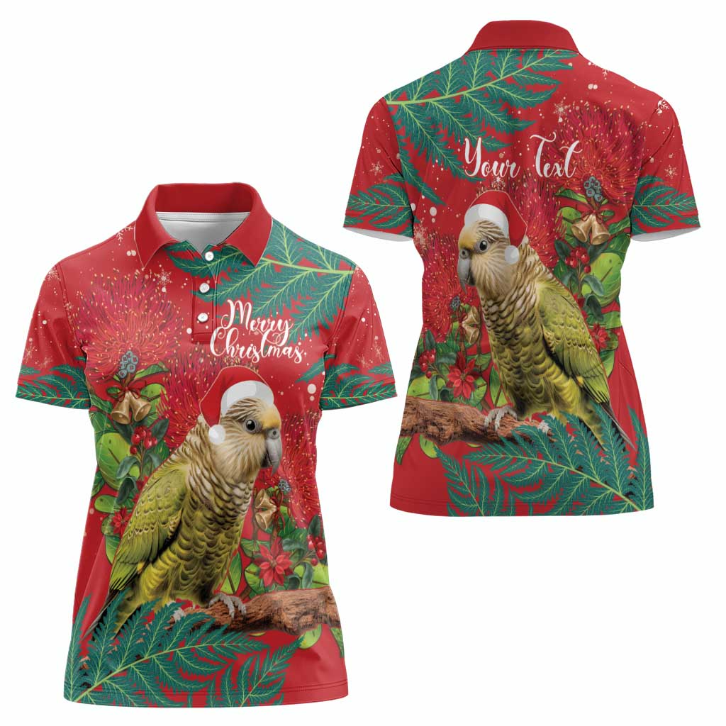 Personalised New Zealand Kakapo Christmas Women Polo Shirt Meri Kirihimete Silver Fern Mix Pohutukawa - Vibe Hoodie Shop