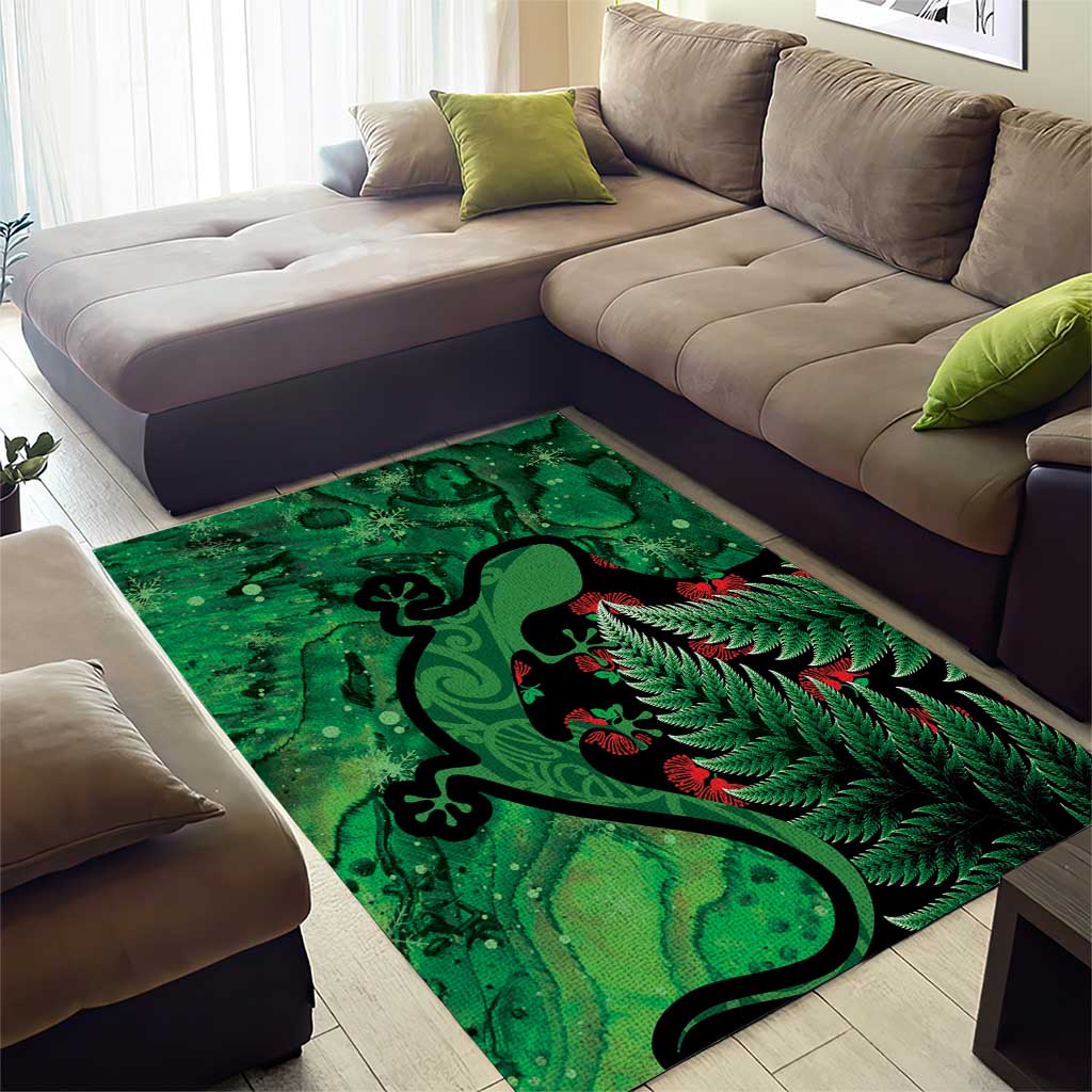 New Zealand Gecko Christmas Area Rug Meri Kirihimete Paua Shell Mix Pohutukawa - Vibe Hoodie Shop