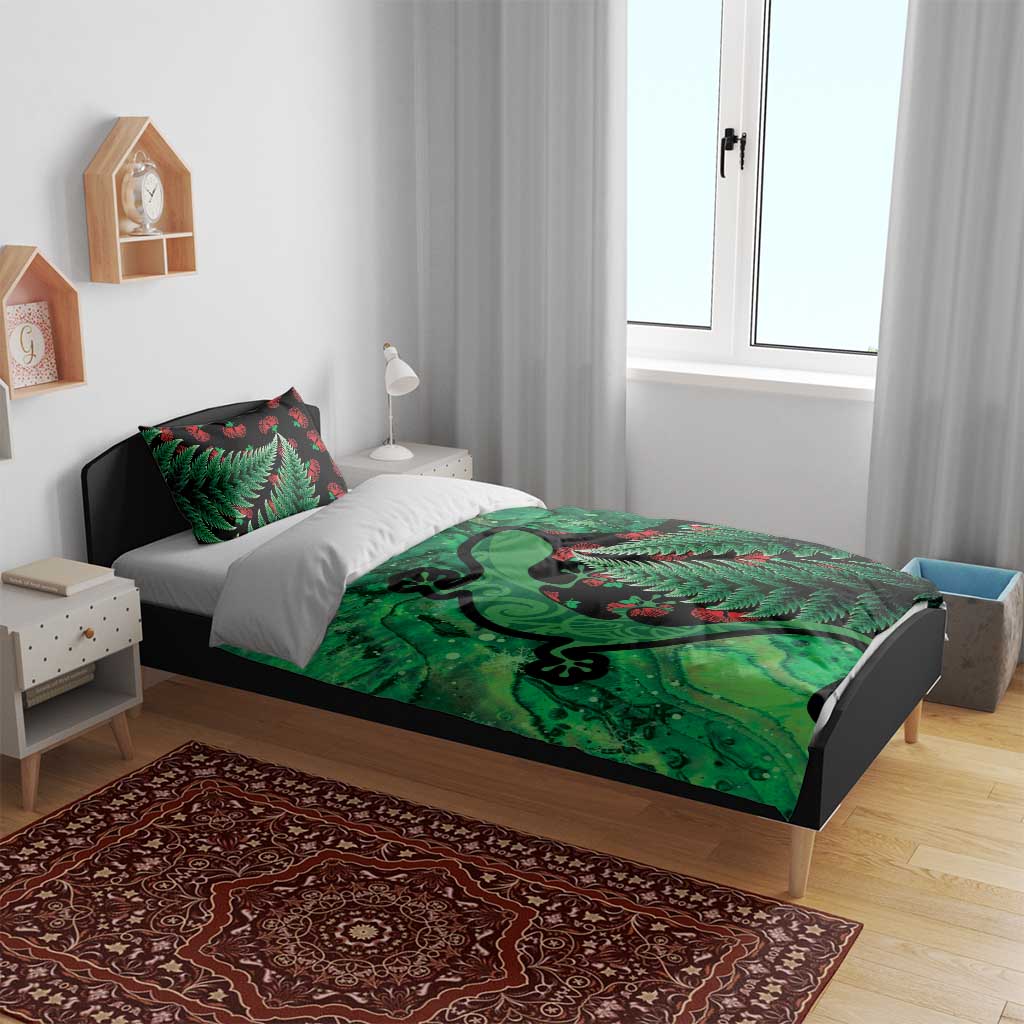 New Zealand Gecko Christmas Bedding Set Meri Kirihimete Paua Shell Mix Pohutukawa - Vibe Hoodie Shop