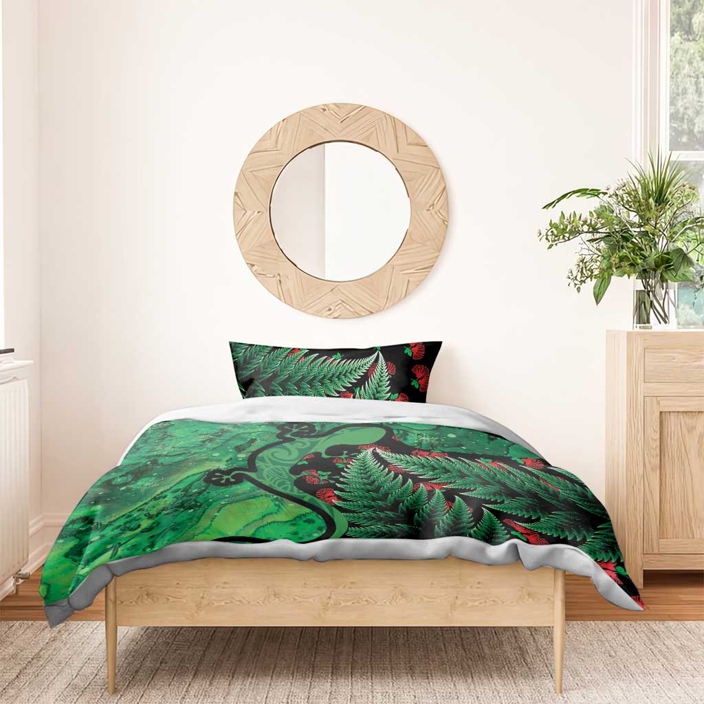 New Zealand Gecko Christmas Bedding Set Meri Kirihimete Paua Shell Mix Pohutukawa - Vibe Hoodie Shop