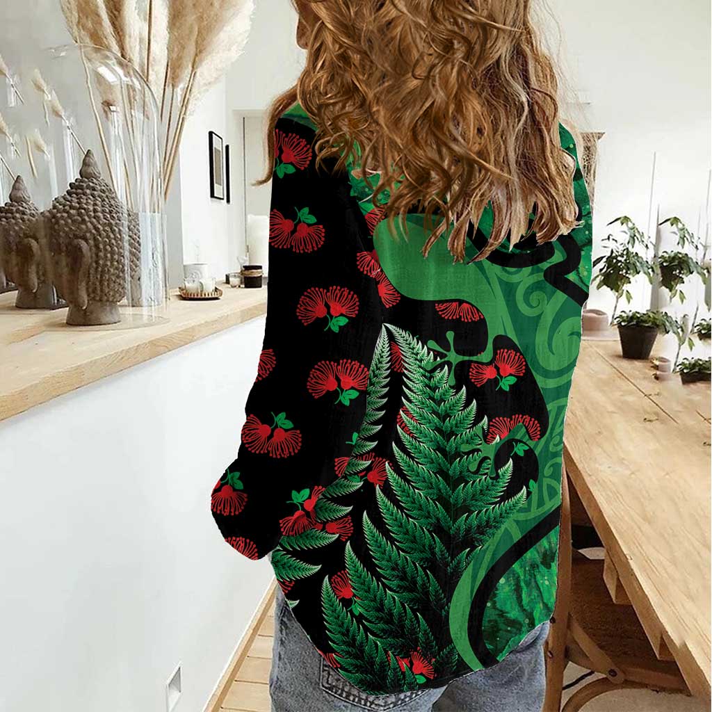New Zealand Gecko Christmas Women Casual Shirt Meri Kirihimete Paua Shell Mix Pohutukawa - Vibe Hoodie Shop