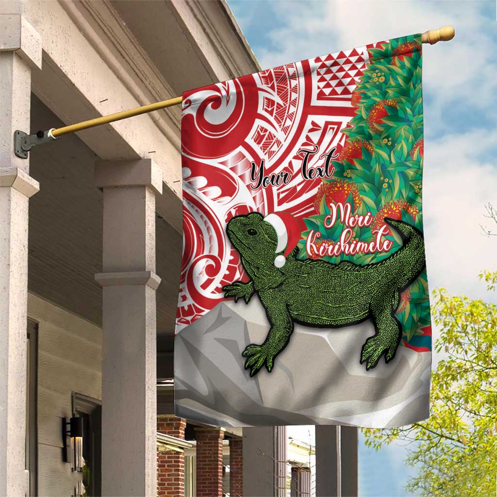 Personalised New Zealand Tuatara Christmas Garden Flag Meri Kirihimete Aotearoa Maori Mix Pohutukawa - Vibe Hoodie Shop