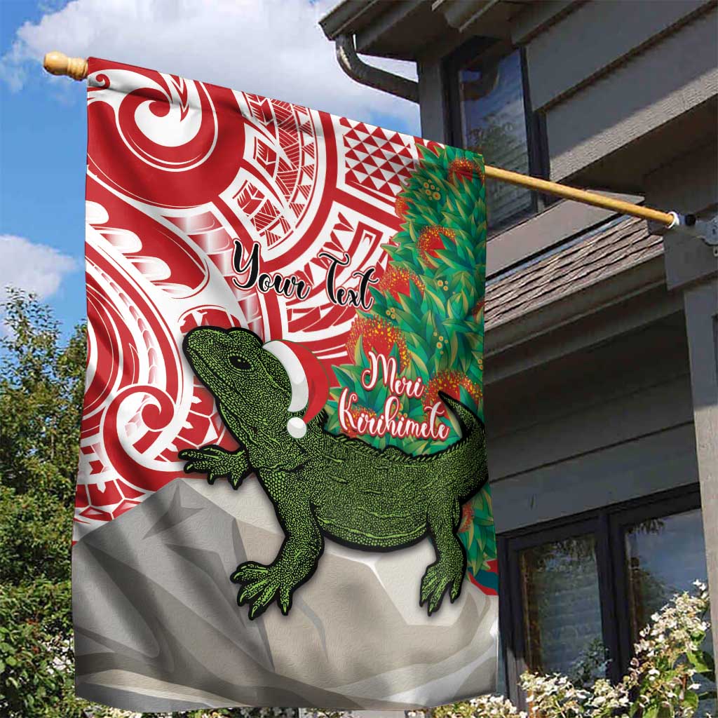 Personalised New Zealand Tuatara Christmas Garden Flag Meri Kirihimete Aotearoa Maori Mix Pohutukawa - Vibe Hoodie Shop