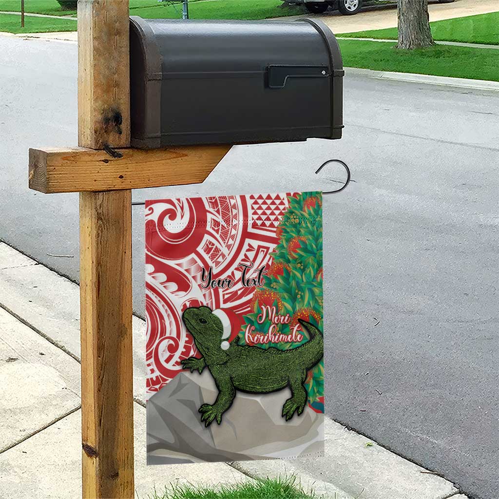 Personalised New Zealand Tuatara Christmas Garden Flag Meri Kirihimete Aotearoa Maori Mix Pohutukawa - Vibe Hoodie Shop