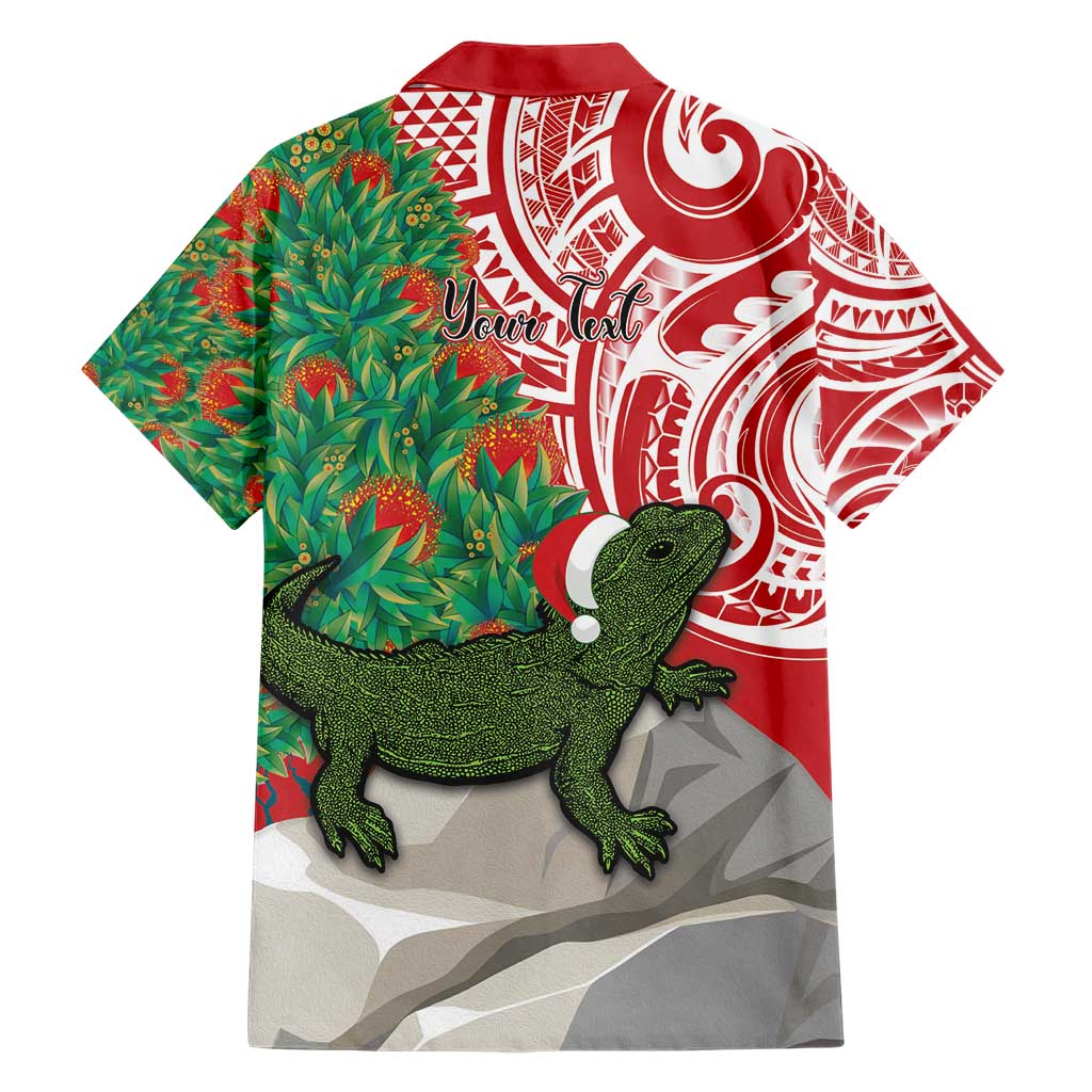 Personalised New Zealand Tuatara Christmas Hawaiian Shirt Meri Kirihimete Aotearoa Maori Mix Pohutukawa - Vibe Hoodie Shop