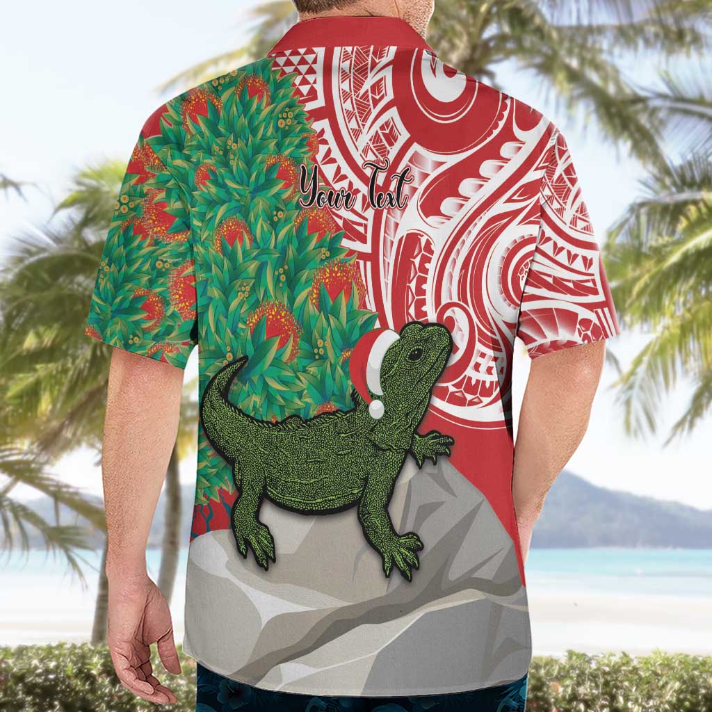 Personalised New Zealand Tuatara Christmas Hawaiian Shirt Meri Kirihimete Aotearoa Maori Mix Pohutukawa - Vibe Hoodie Shop