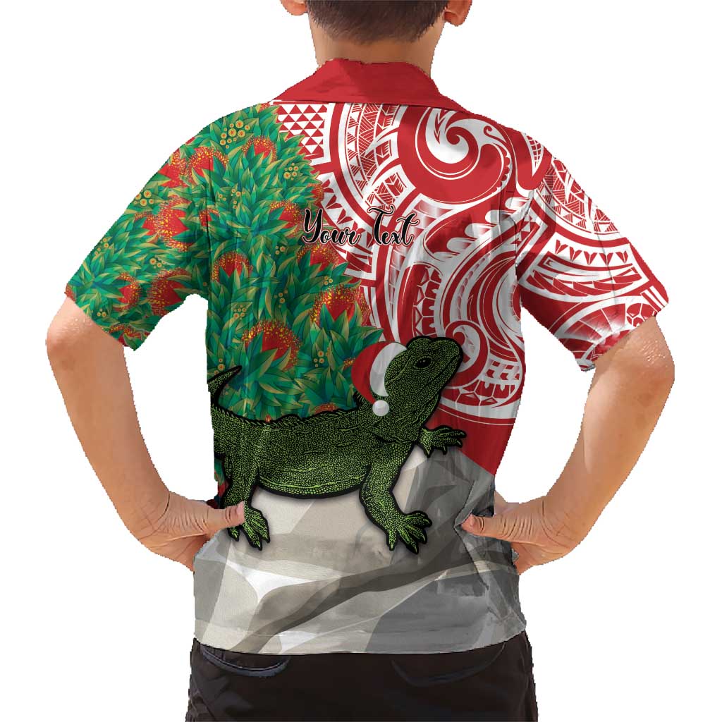 Personalised New Zealand Tuatara Christmas Hawaiian Shirt Meri Kirihimete Aotearoa Maori Mix Pohutukawa - Vibe Hoodie Shop