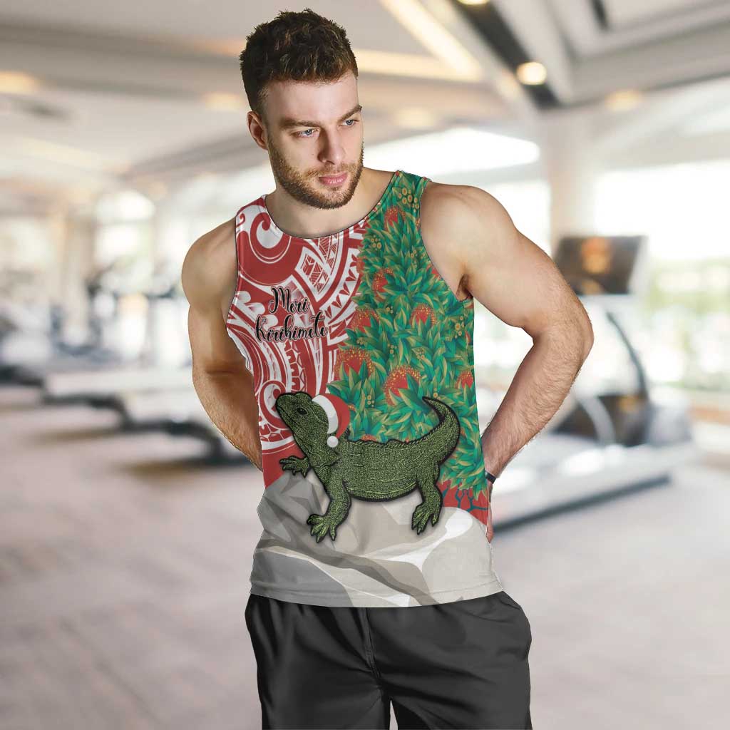 Personalised New Zealand Tuatara Christmas Men Tank Top Meri Kirihimete Aotearoa Maori Mix Pohutukawa - Vibe Hoodie Shop