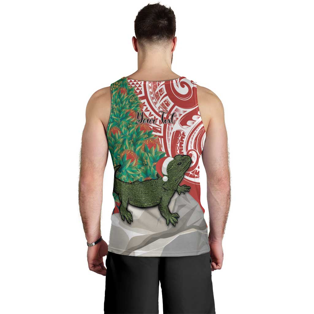 Personalised New Zealand Tuatara Christmas Men Tank Top Meri Kirihimete Aotearoa Maori Mix Pohutukawa - Vibe Hoodie Shop