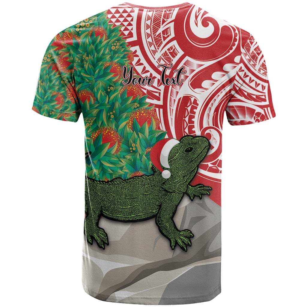 Personalised New Zealand Tuatara Christmas T Shirt Meri Kirihimete Aotearoa Maori Mix Pohutukawa - Vibe Hoodie Shop