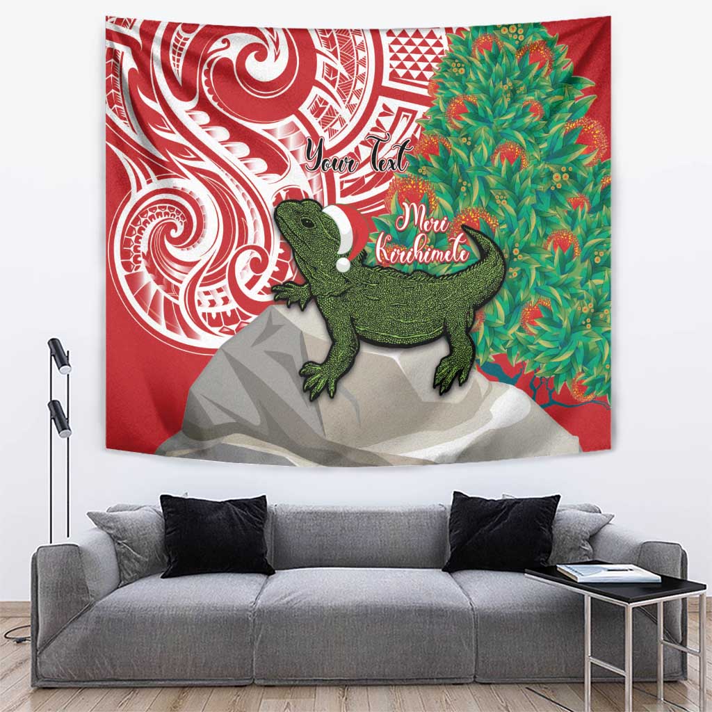 Personalised New Zealand Tuatara Christmas Tapestry Meri Kirihimete Aotearoa Maori Mix Pohutukawa - Vibe Hoodie Shop