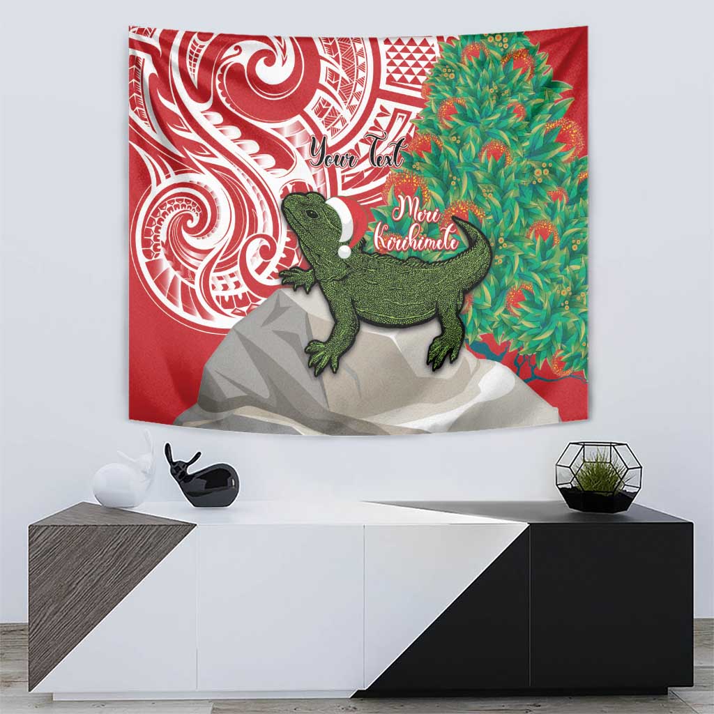 Personalised New Zealand Tuatara Christmas Tapestry Meri Kirihimete Aotearoa Maori Mix Pohutukawa - Vibe Hoodie Shop