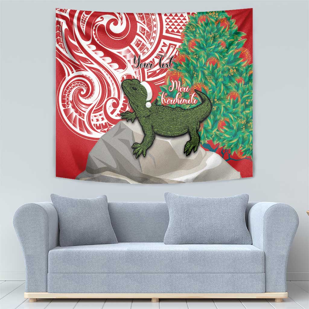 Personalised New Zealand Tuatara Christmas Tapestry Meri Kirihimete Aotearoa Maori Mix Pohutukawa - Vibe Hoodie Shop