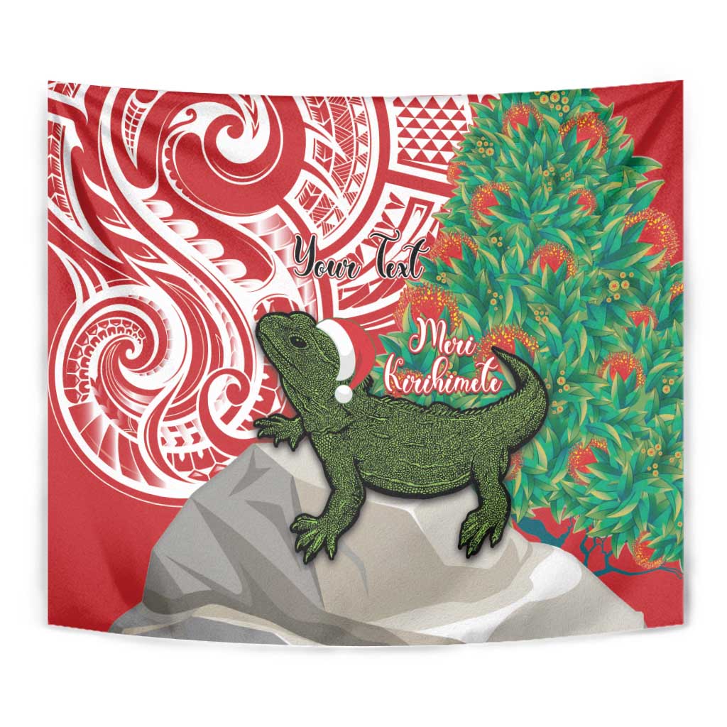 Personalised New Zealand Tuatara Christmas Tapestry Meri Kirihimete Aotearoa Maori Mix Pohutukawa - Vibe Hoodie Shop