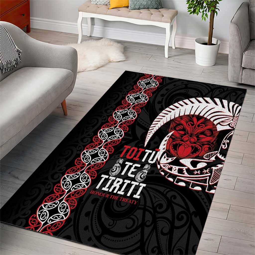 Aotearoa Toitu Te Tiriti Area Rug Honour The Treaty Maori Haka - Vibe Hoodie Shop