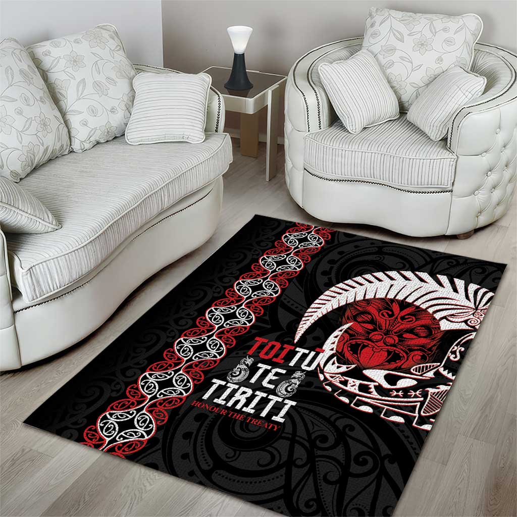 Aotearoa Toitu Te Tiriti Area Rug Honour The Treaty Maori Haka - Vibe Hoodie Shop