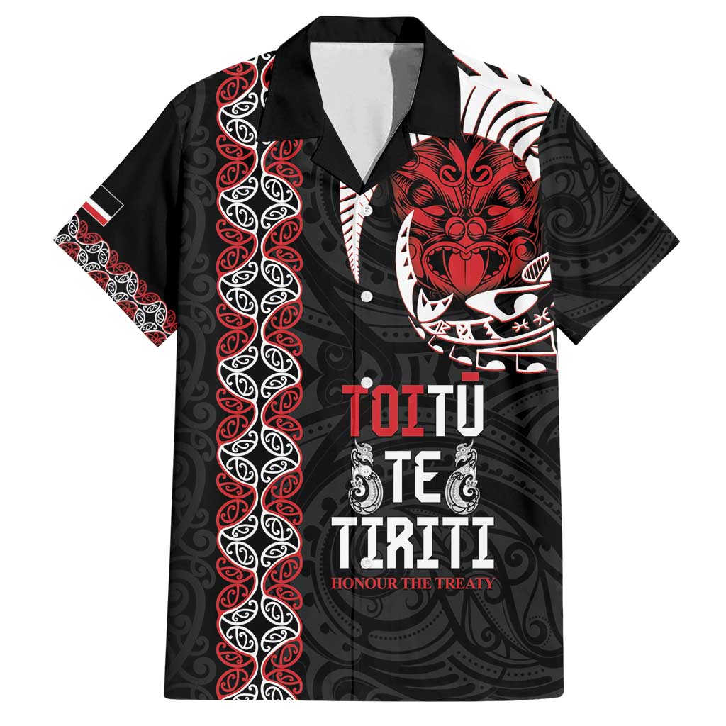 Aotearoa Toitu Te Tiriti Family Matching Off Shoulder Short Dress and Hawaiian Shirt Honour The Treaty Maori Haka