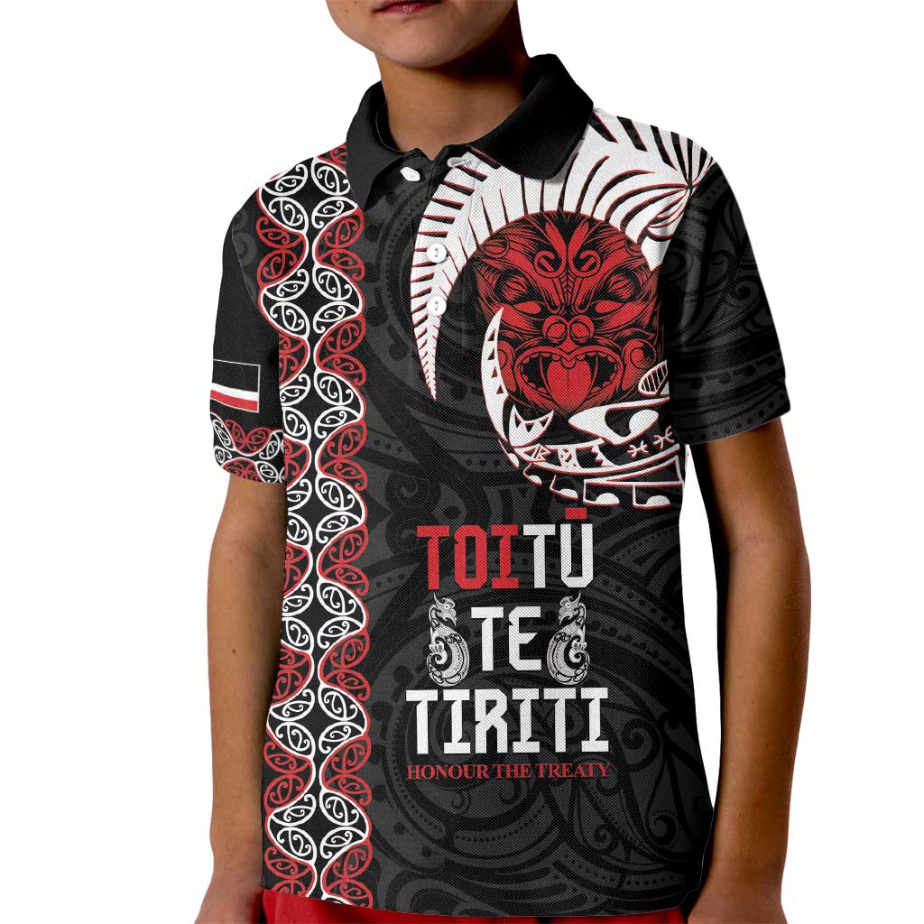 Aotearoa Toitu Te Tiriti Kid Polo Shirt Honour The Treaty Maori Haka - Vibe Hoodie Shop