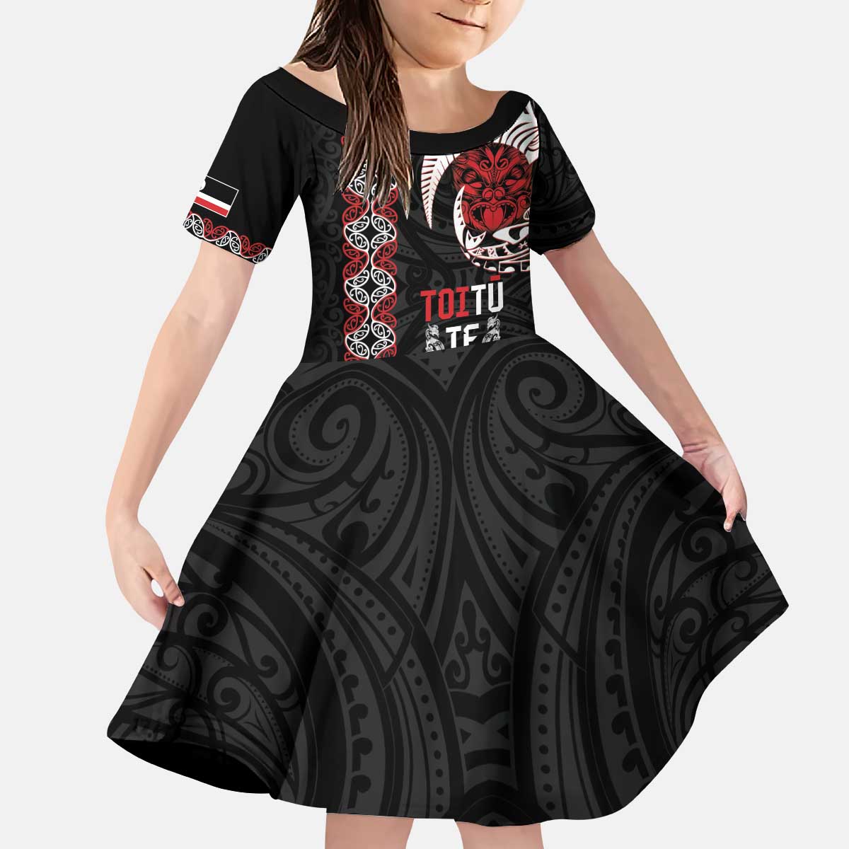 Aotearoa Toitu Te Tiriti Kid Short Sleeve Dress Honour The Treaty Maori Haka - Vibe Hoodie Shop