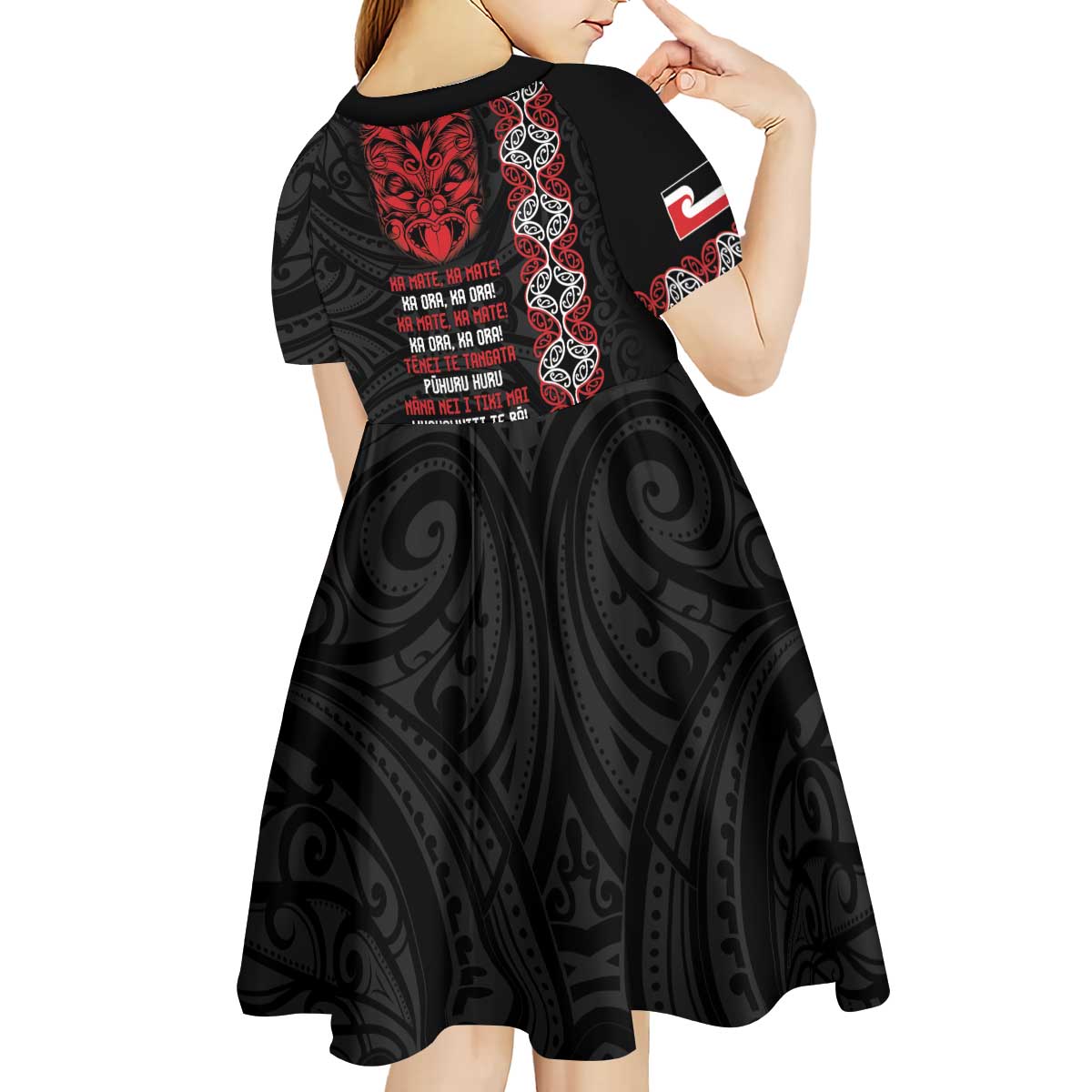 Aotearoa Toitu Te Tiriti Kid Short Sleeve Dress Honour The Treaty Maori Haka - Vibe Hoodie Shop