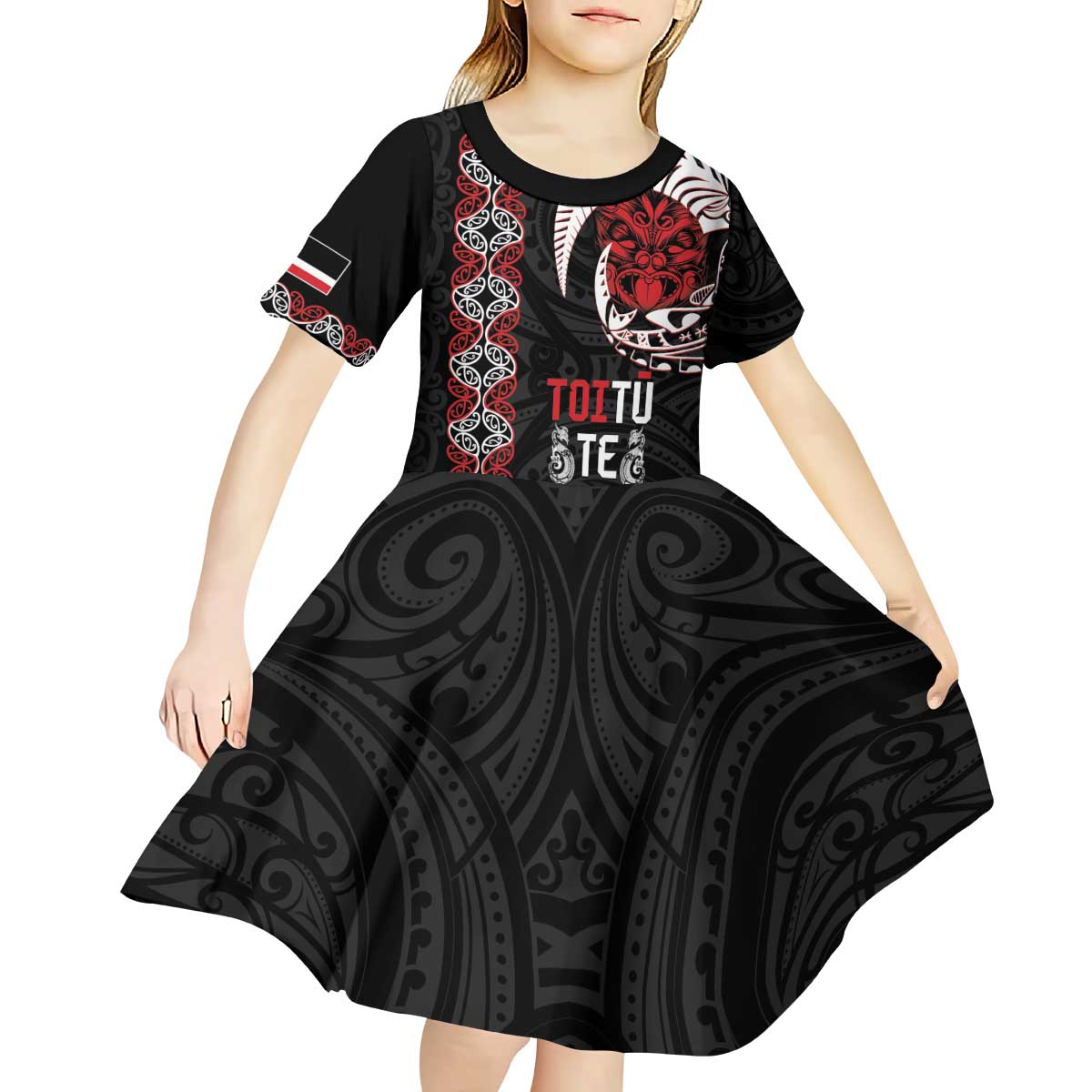 Aotearoa Toitu Te Tiriti Kid Short Sleeve Dress Honour The Treaty Maori Haka - Vibe Hoodie Shop