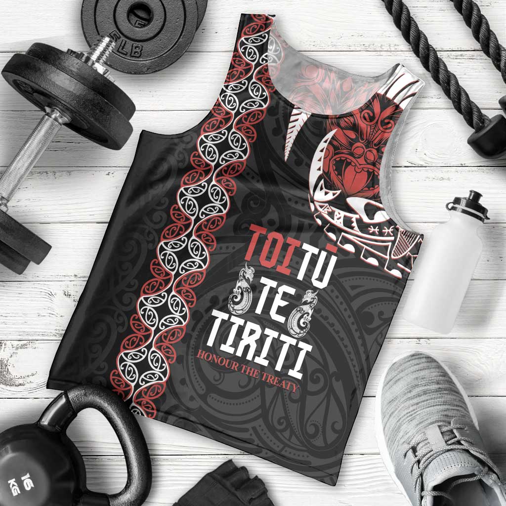 Aotearoa Toitu Te Tiriti Men Tank Top Honour The Treaty Maori Haka - Vibe Hoodie Shop