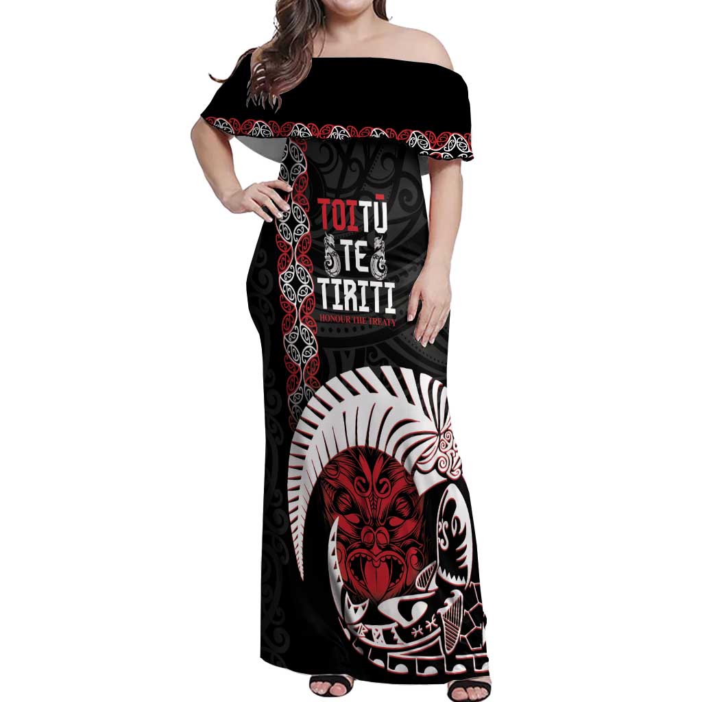 Aotearoa Toitu Te Tiriti Off Shoulder Maxi Dress Honour The Treaty Maori Haka