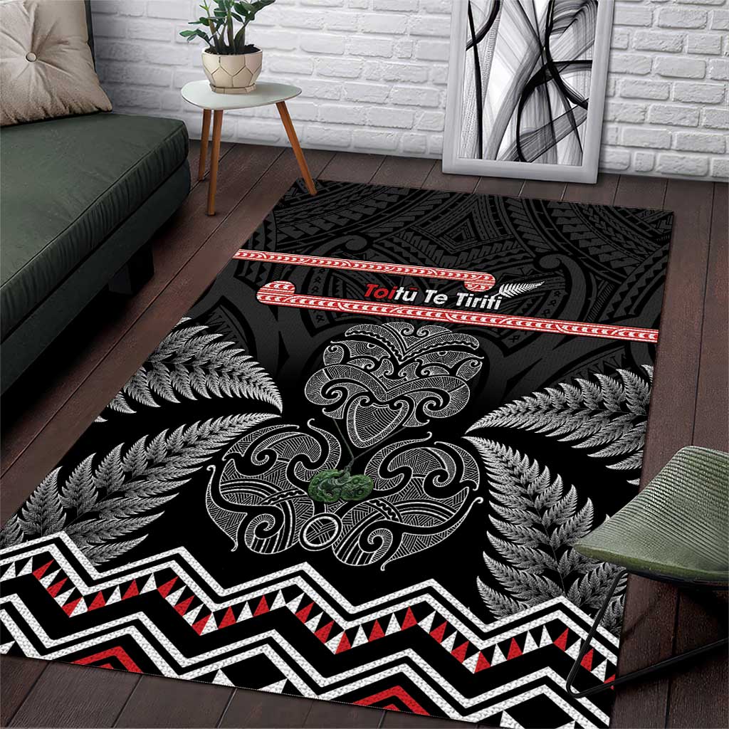 Aotearoa Toitu Te Tiriti Area Rug Stand Together! Stand Stronger! - NZ Tiki - Vibe Hoodie Shop