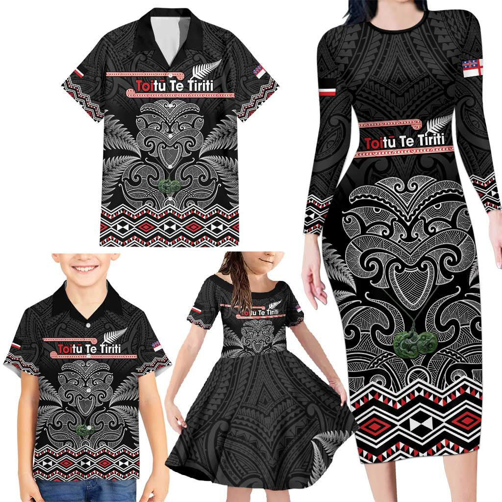 Aotearoa Toitu Te Tiriti Family Matching Long Sleeve Bodycon Dress and Hawaiian Shirt Stand Together! Stand Stronger! - NZ Tiki