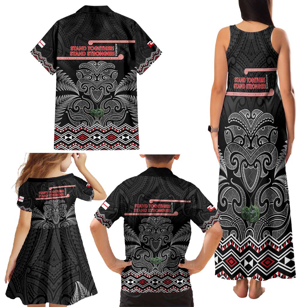 Aotearoa Toitu Te Tiriti Family Matching Tank Maxi Dress and Hawaiian Shirt Stand Together! Stand Stronger! - NZ Tiki