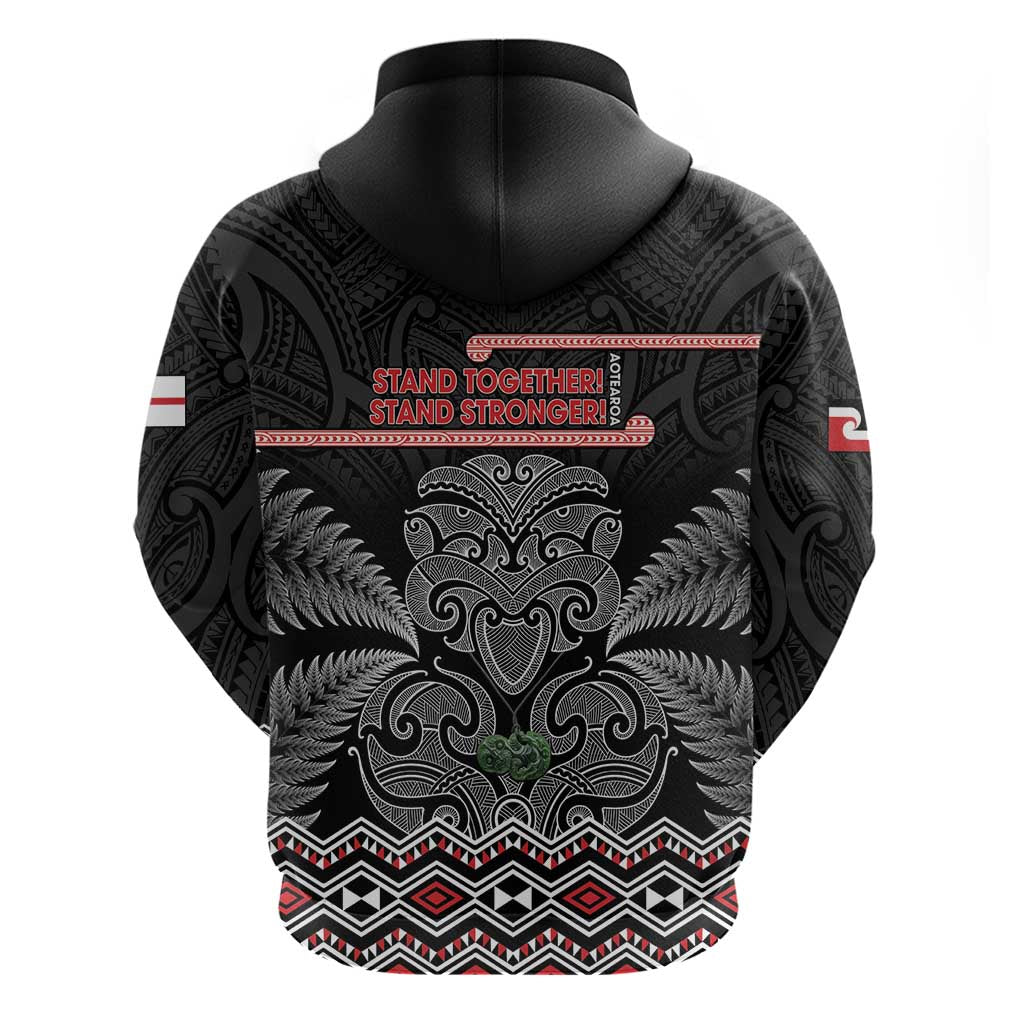 Aotearoa Toitu Te Tiriti Hoodie Stand Together! Stand Stronger! - NZ Tiki - Vibe Hoodie Shop