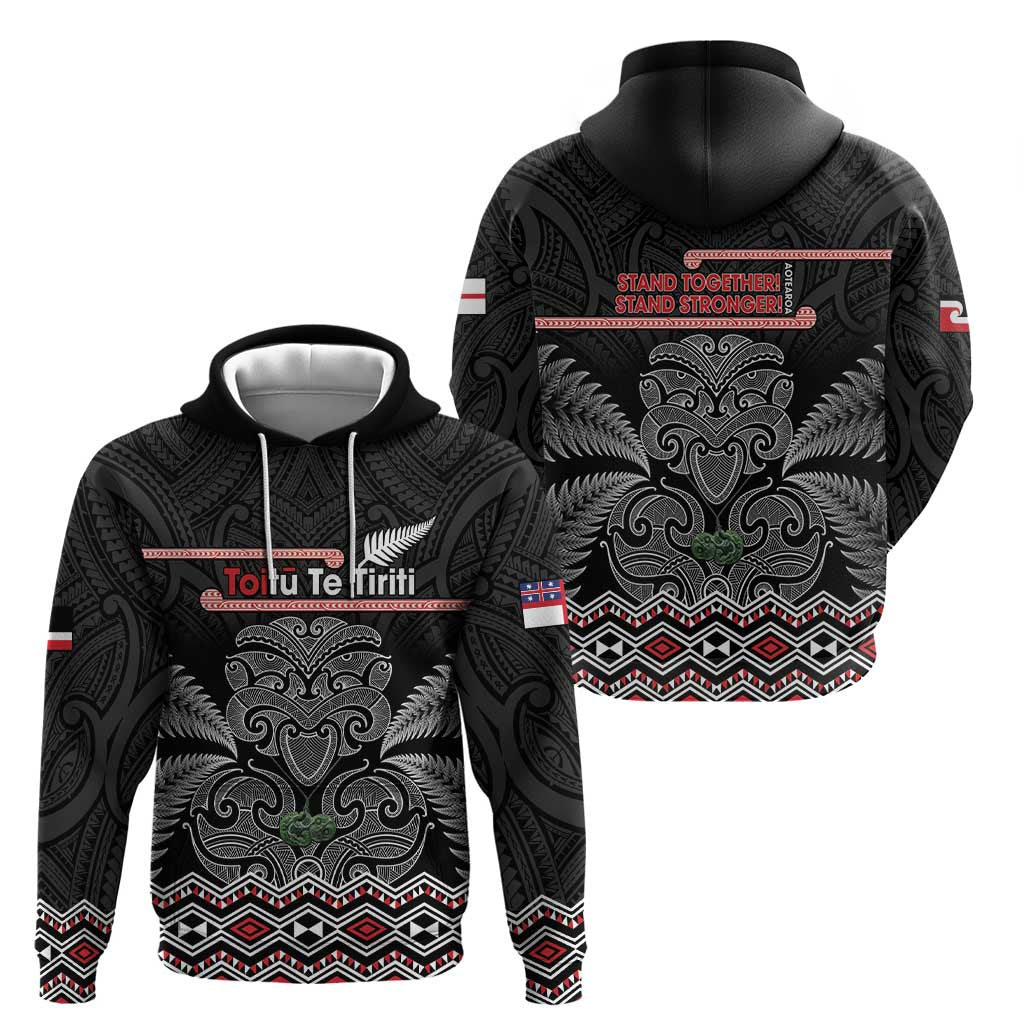 Aotearoa Toitu Te Tiriti Hoodie Stand Together! Stand Stronger! - NZ Tiki - Vibe Hoodie Shop