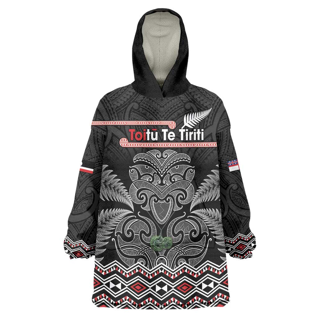 Aotearoa Toitu Te Tiriti Wearable Blanket Hoodie Stand Together! Stand Stronger! - NZ Tiki - Vibe Hoodie Shop