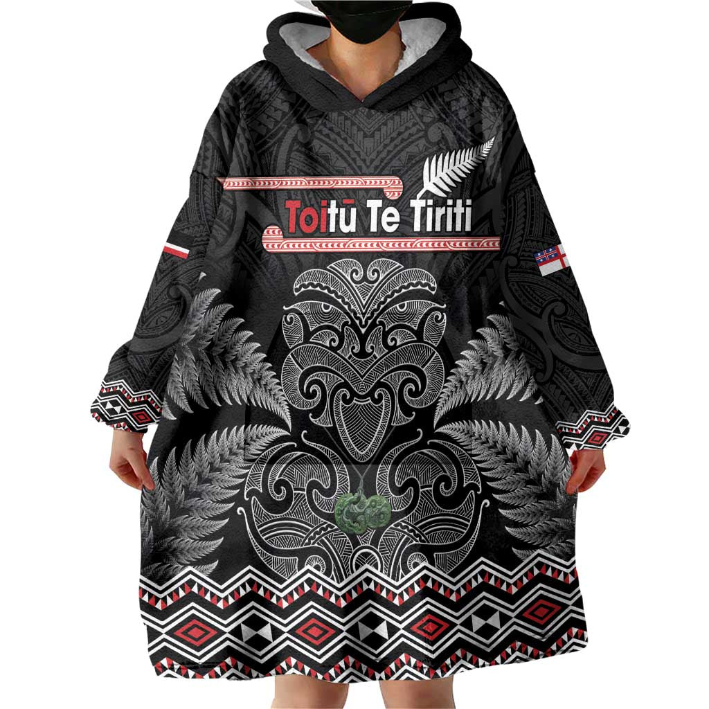 Aotearoa Toitu Te Tiriti Wearable Blanket Hoodie Stand Together! Stand Stronger! - NZ Tiki - Vibe Hoodie Shop