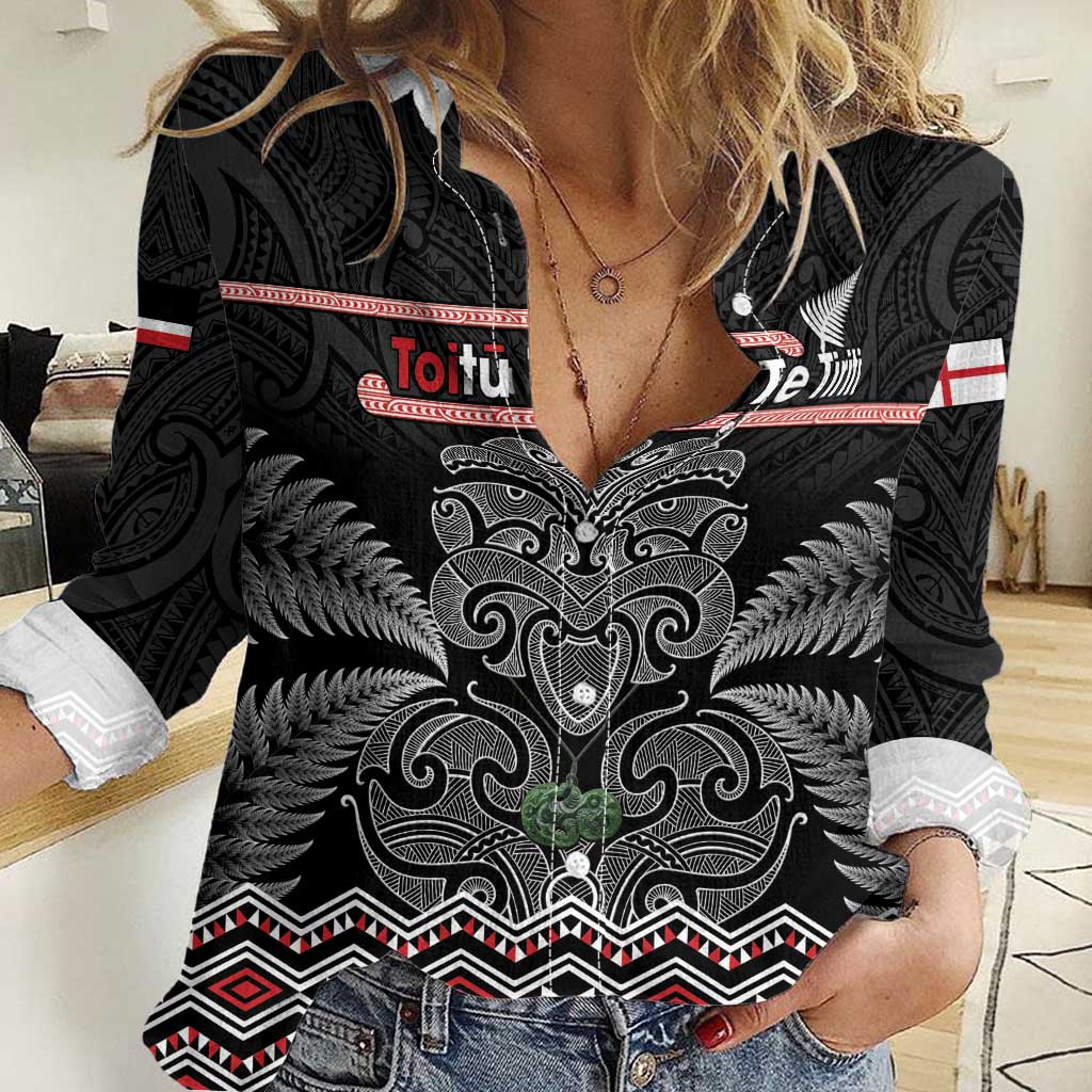 Aotearoa Toitu Te Tiriti Women Casual Shirt Stand Together! Stand Stronger! - NZ Tiki - Vibe Hoodie Shop