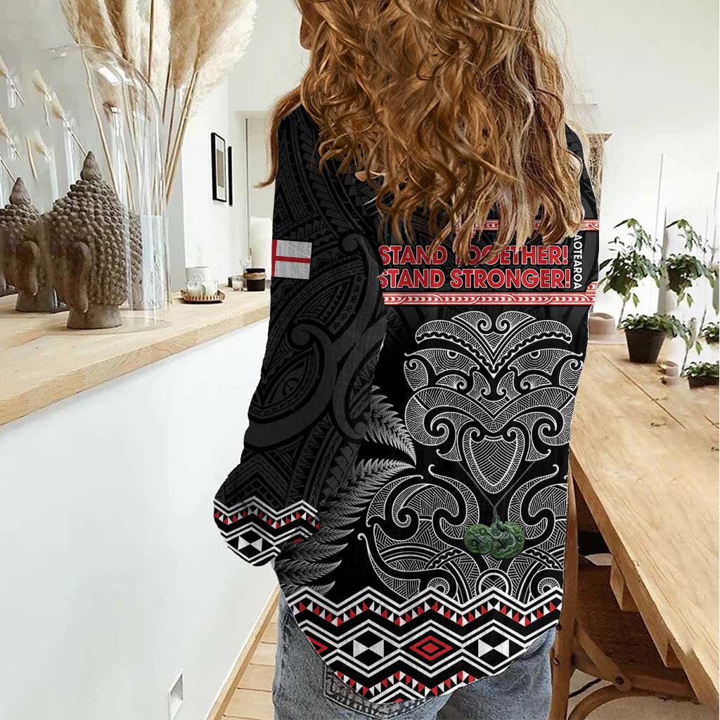 Aotearoa Toitu Te Tiriti Women Casual Shirt Stand Together! Stand Stronger! - NZ Tiki - Vibe Hoodie Shop