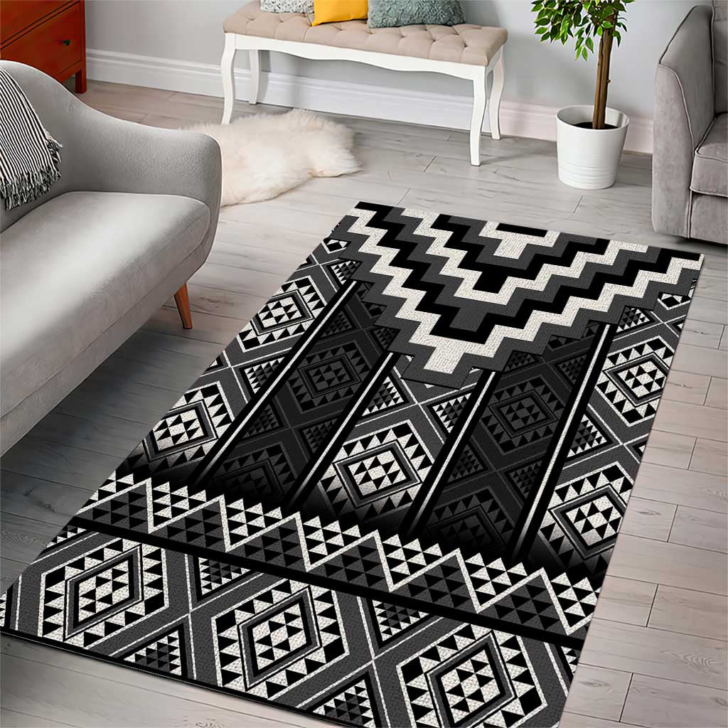 Black Taniko Aotearoa Area Rug Niho Taniwha Mix Poutama - Vibe Hoodie Shop