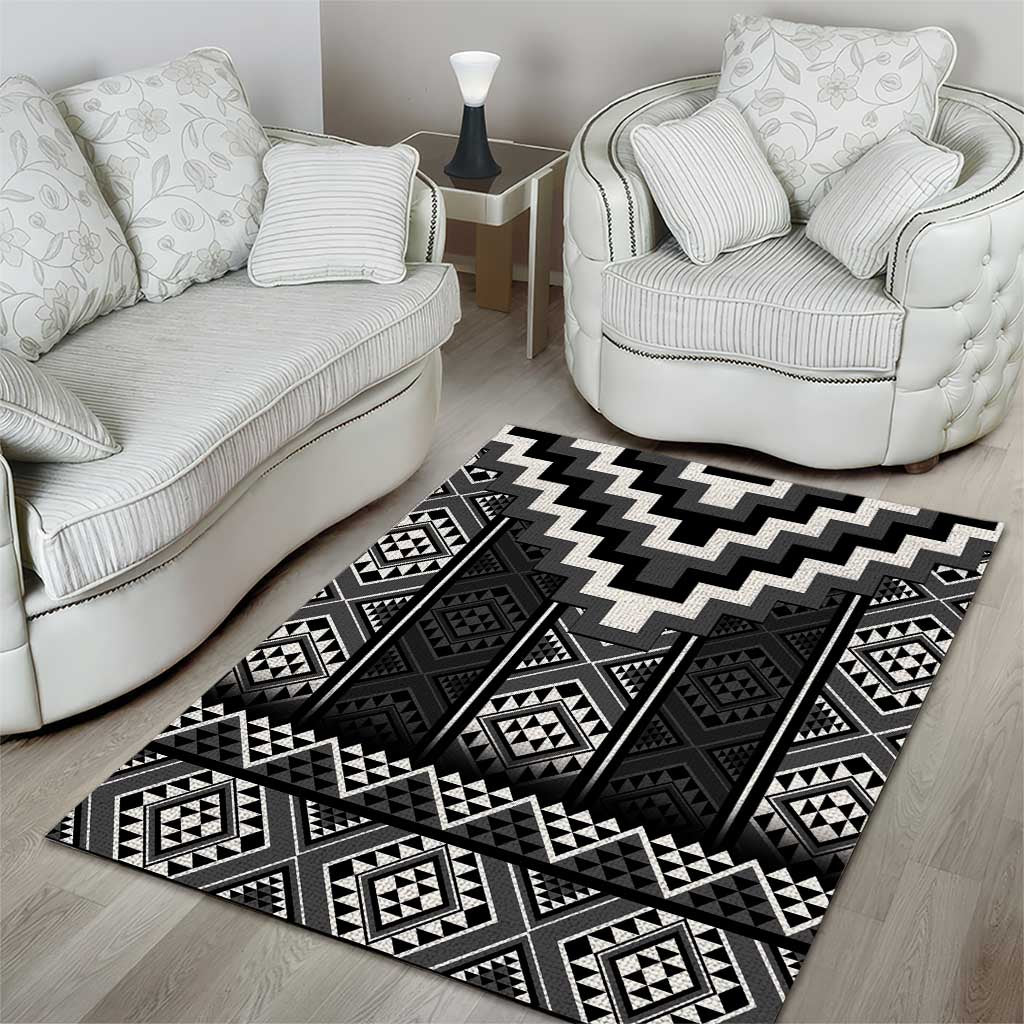 Black Taniko Aotearoa Area Rug Niho Taniwha Mix Poutama - Vibe Hoodie Shop