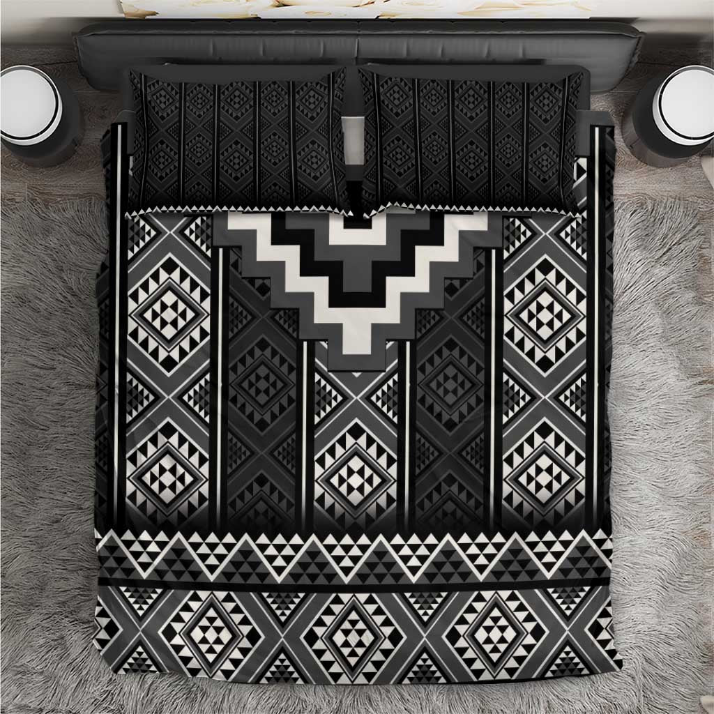 Black Taniko Aotearoa Bedding Set Niho Taniwha Mix Poutama - Vibe Hoodie Shop