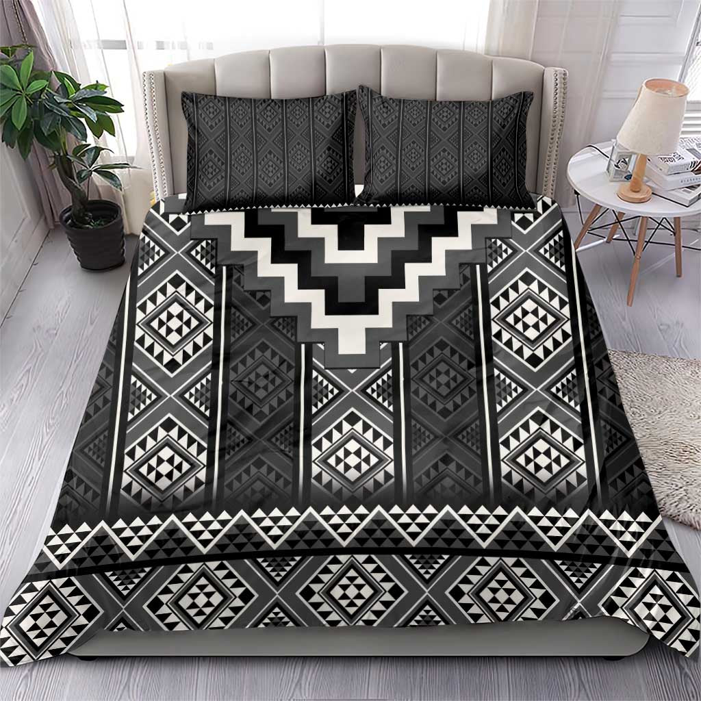 Black Taniko Aotearoa Bedding Set Niho Taniwha Mix Poutama - Vibe Hoodie Shop