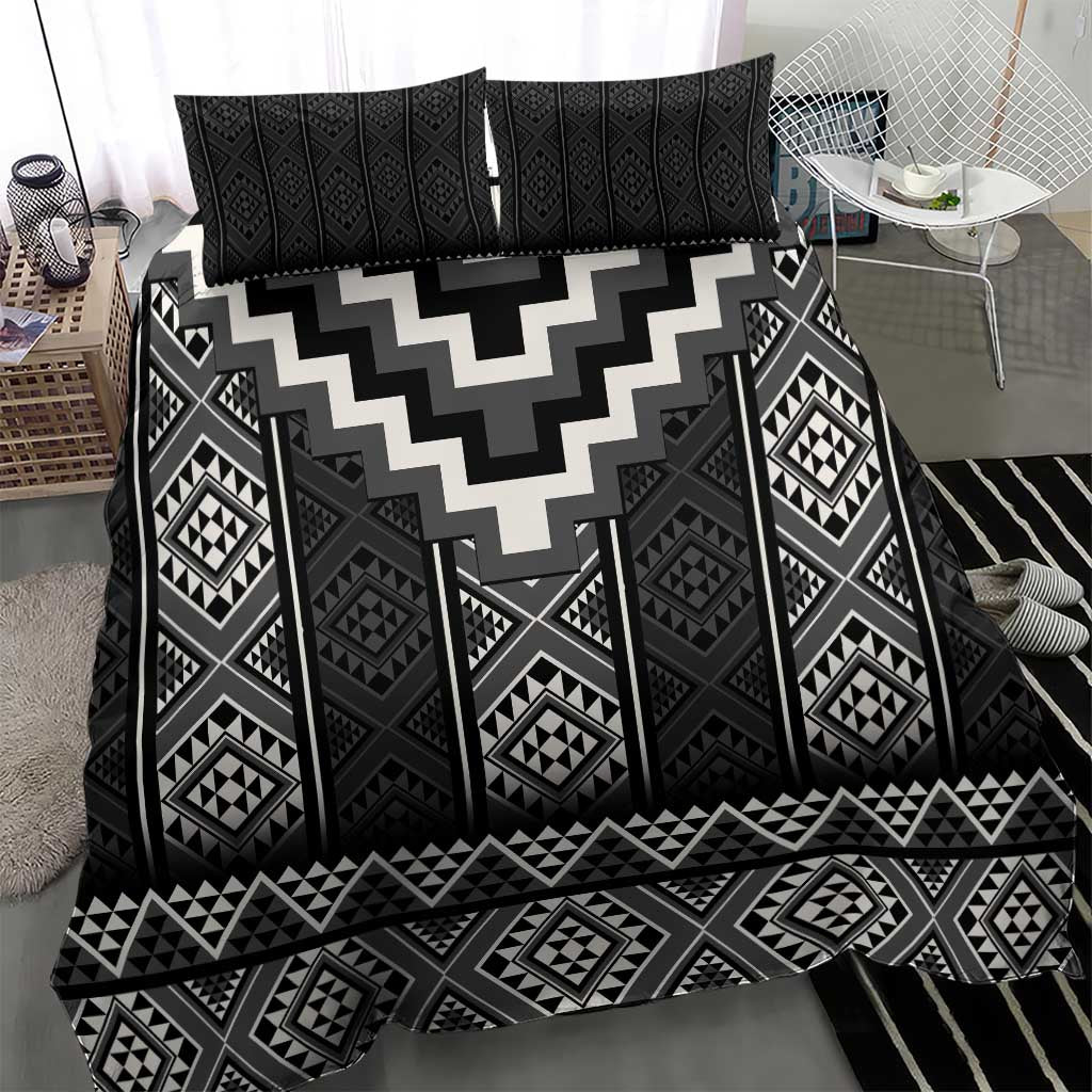 Black Taniko Aotearoa Bedding Set Niho Taniwha Mix Poutama - Vibe Hoodie Shop