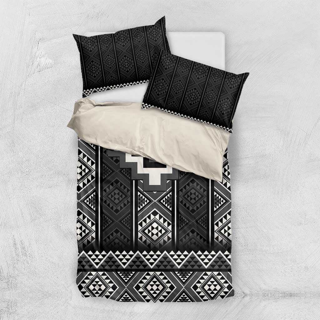 Black Taniko Aotearoa Bedding Set Niho Taniwha Mix Poutama - Vibe Hoodie Shop